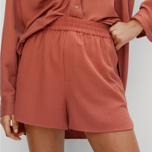 Mango Rust Orange Pull on Elastic Waist Shorts Medium Casual Beach Vacation - Picture 1 of 11